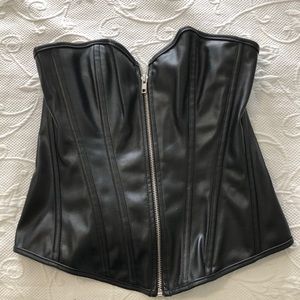 Bustier Faux Leather L lace up zipper